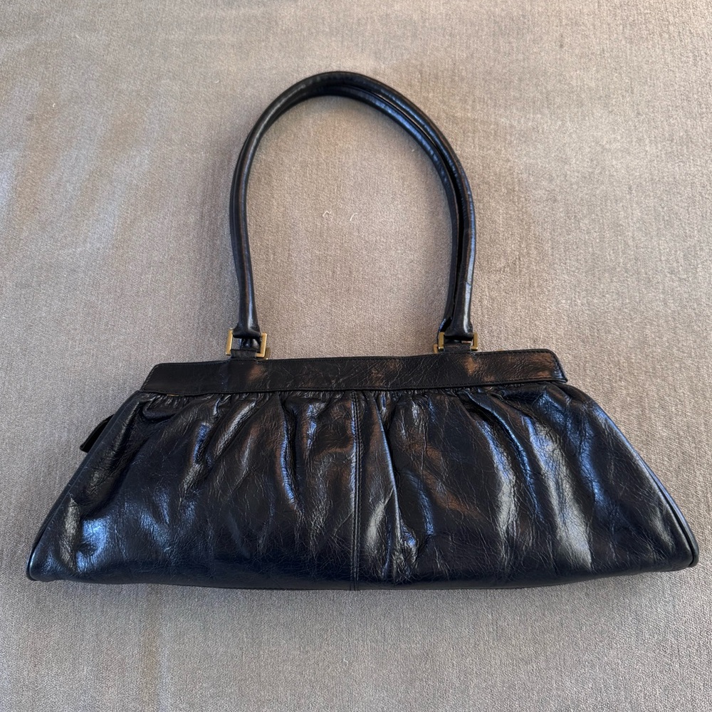 HOBO Black Leather Bow Shoulder Bag - Picture 2 of 8